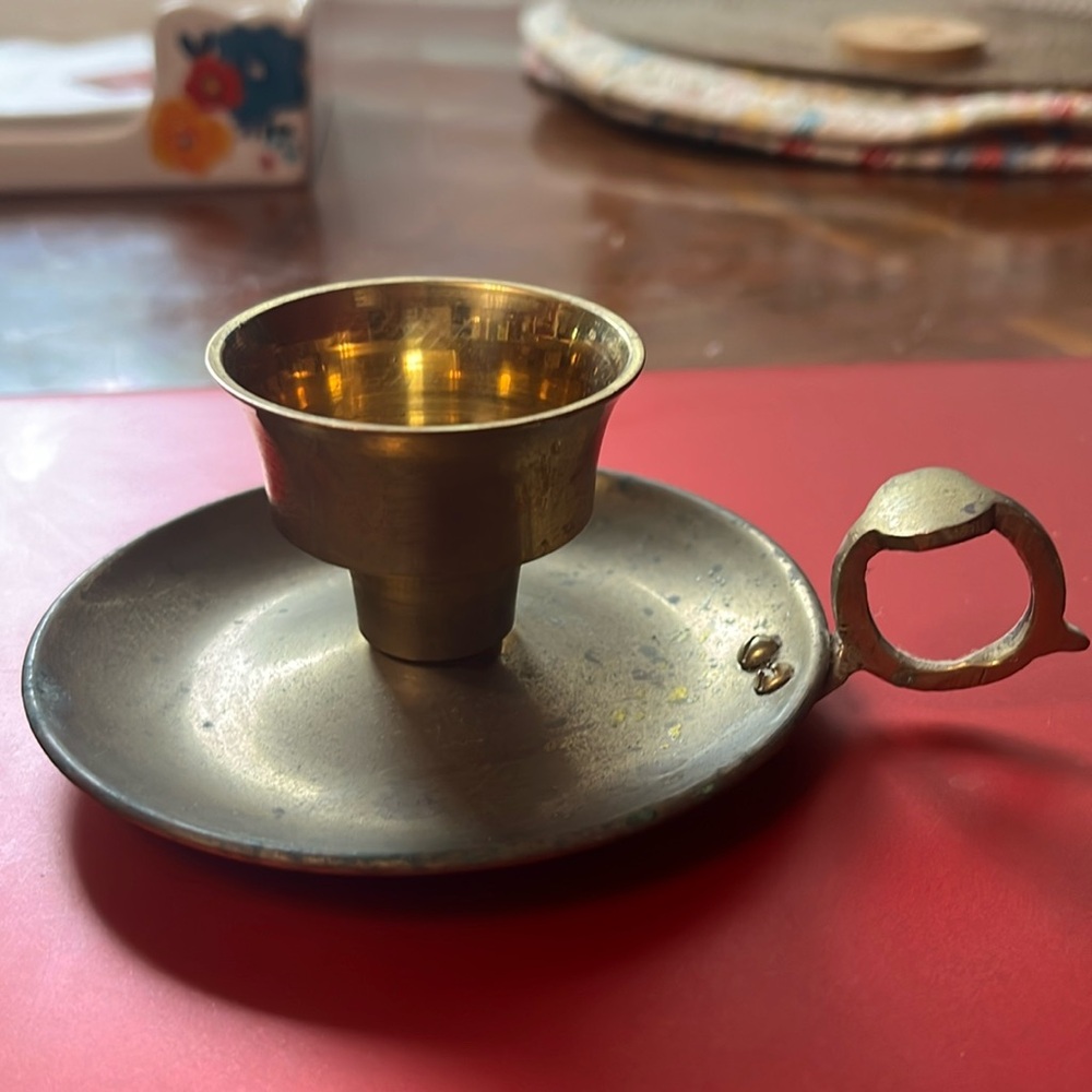 Vintage Brass Candlestick Holder - Made In India - Good Condition